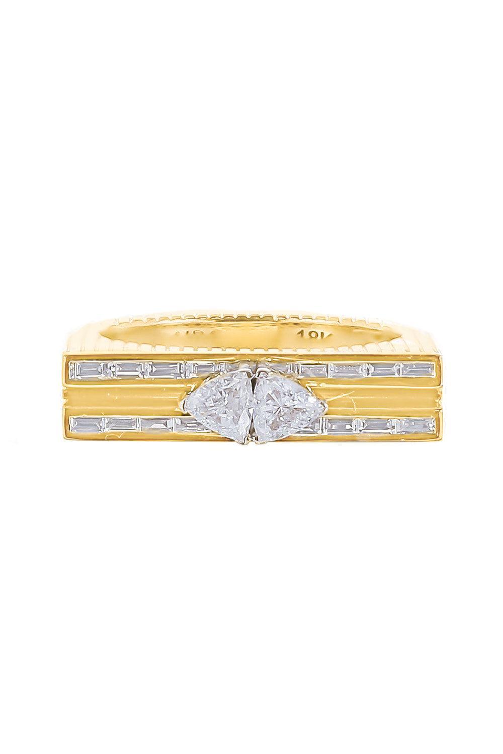 Diamond Trilliant Double Blade Ring-YELLOW GOLD-6.25-JEWELRYFINE JEWELRING-LORAIDA