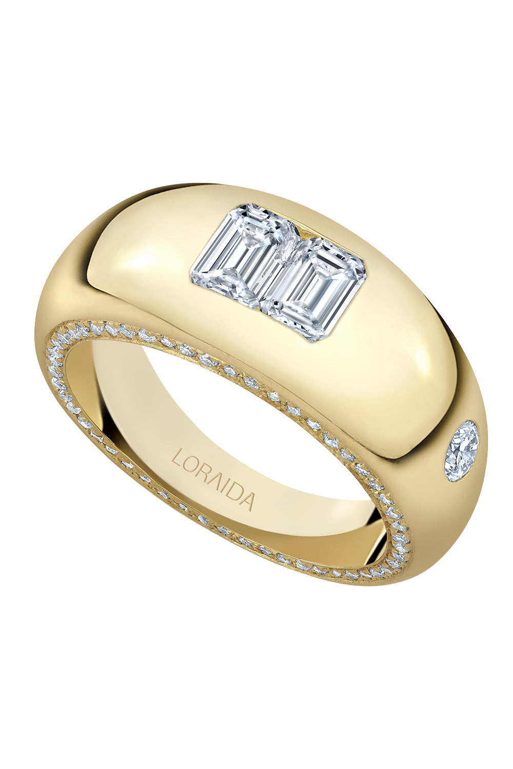 Emerald Double Rim Pinky Ring