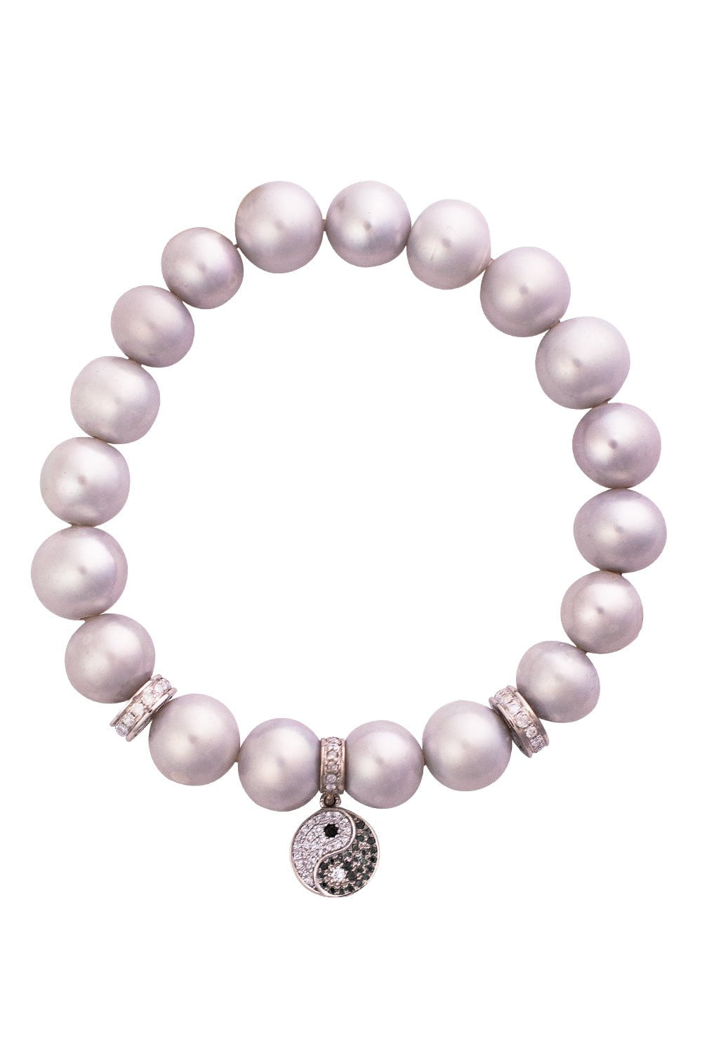 LOREE RODKIN-Yin Yang Beaded Charm Bracelet-WHITE GOLD