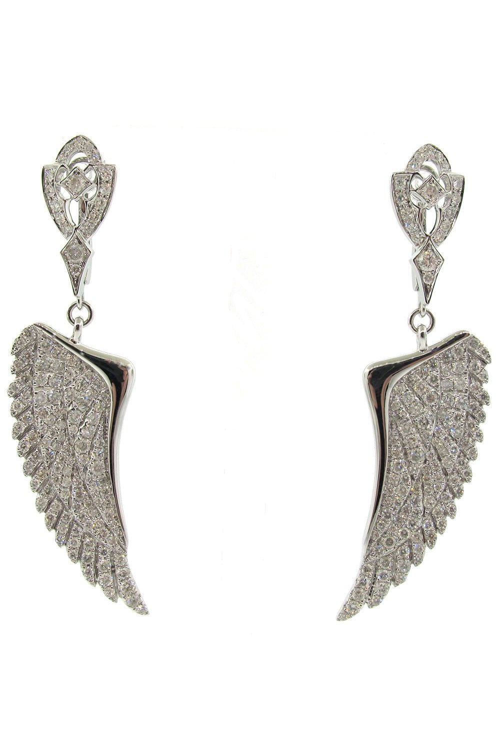 LOREE RODKIN-Diamond Angel Wing Earrings-WHITE GOLD