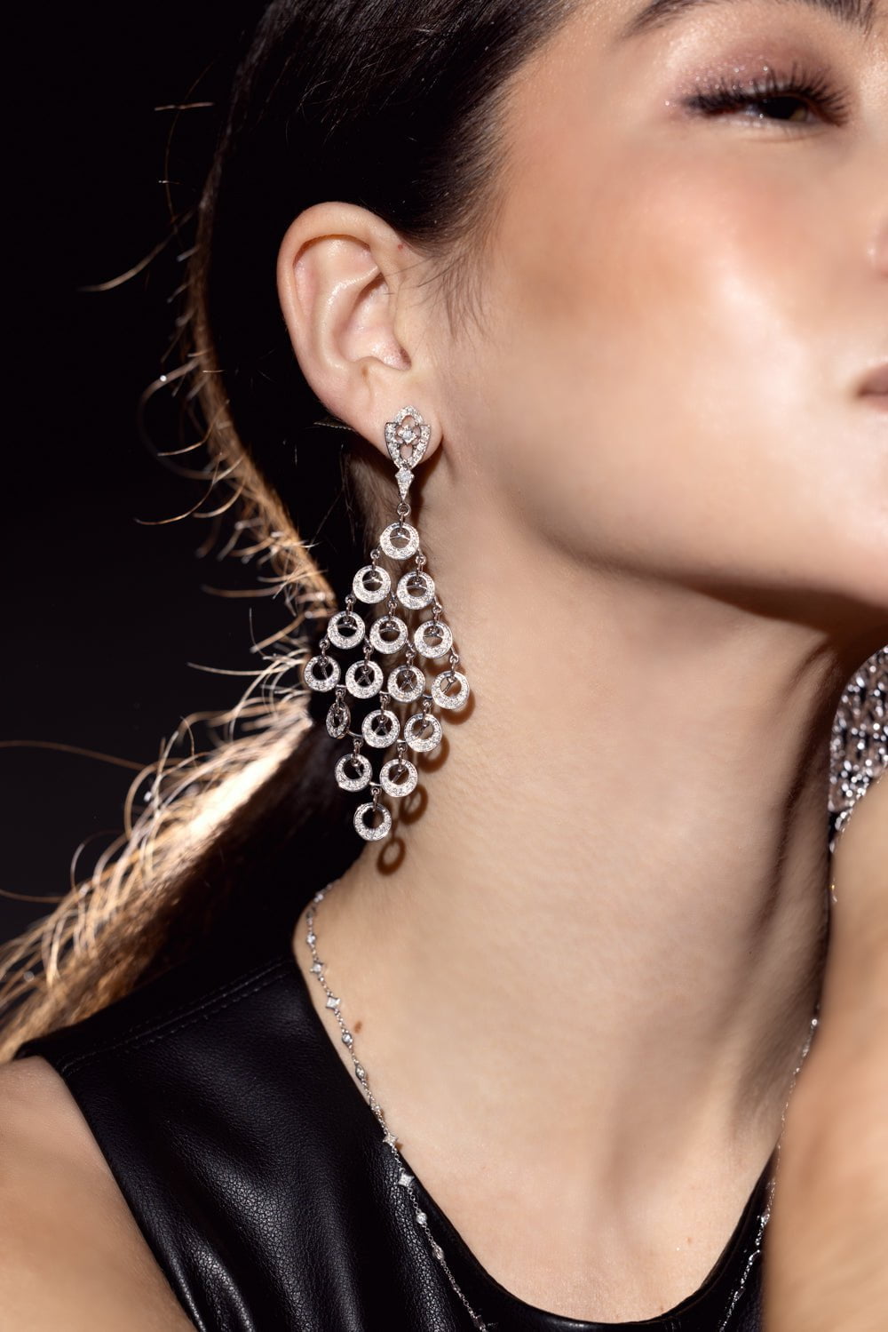 LOREE RODKIN-Diamond Chandelier Earrings-WHITE GOLD