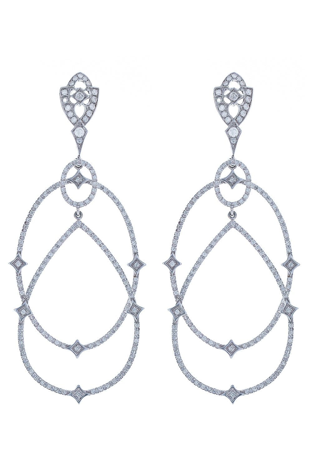 LOREE RODKIN-Double Loop Michele Earrings-WHITE GOLD