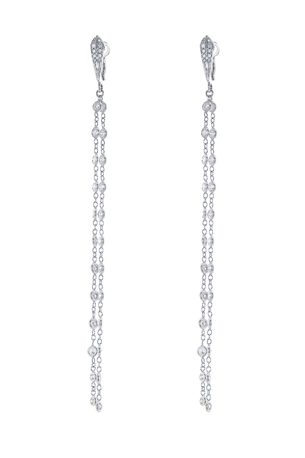 Double Round Diamond Drop Earrings