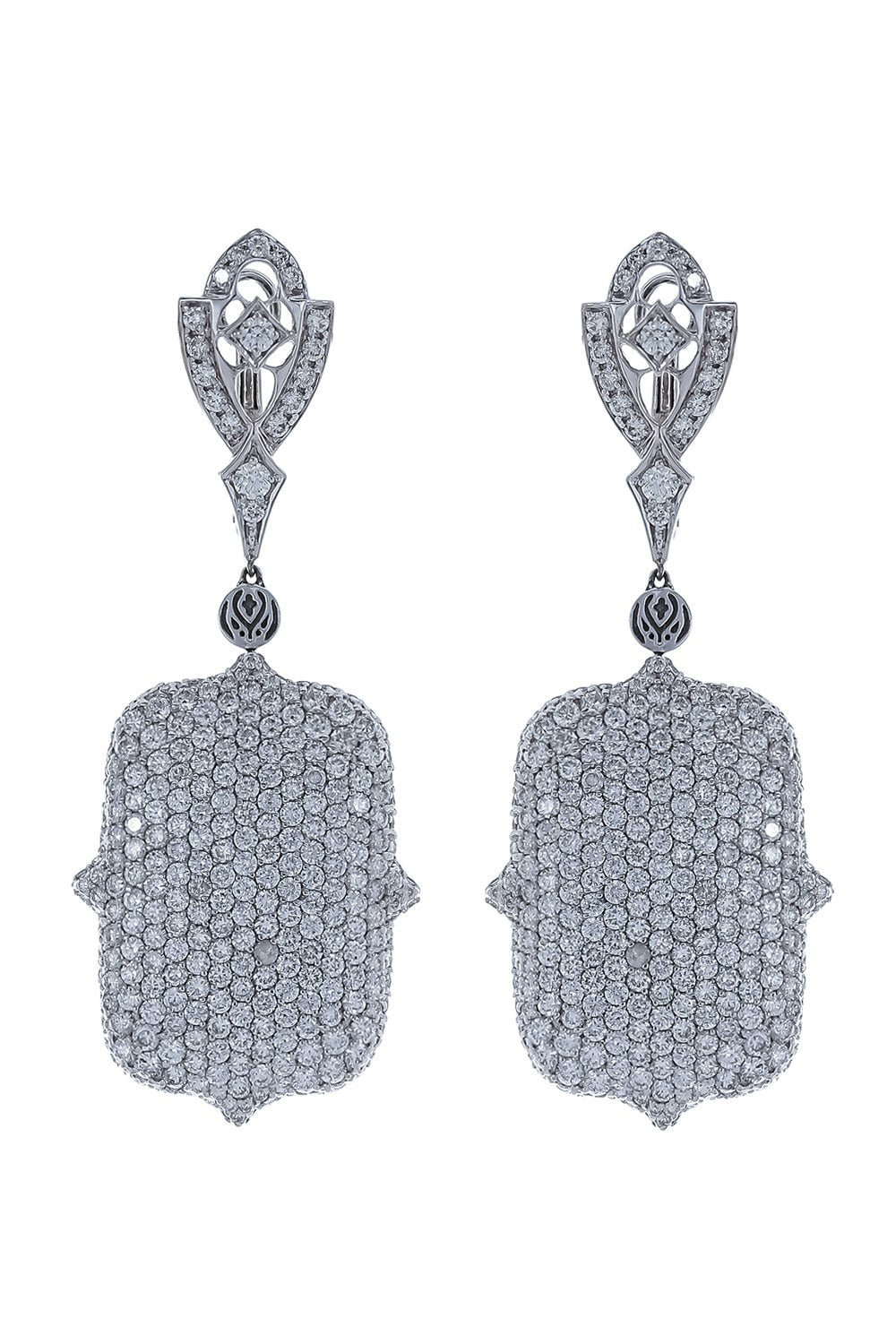 LOREE RODKIN-Recatangle Drop Earrings-WHITE GOLD