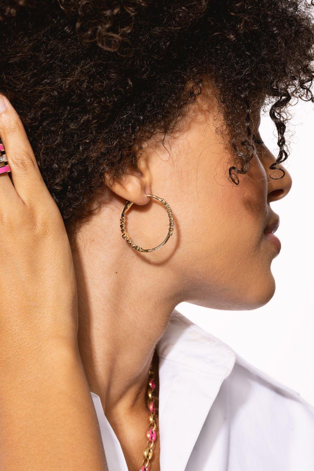 LOREE RODKIN-Diamond Hinged Hoop Earrings-YELLOW GOLD