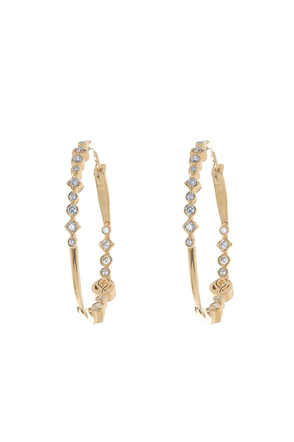 LOREE RODKIN-Diamond Hinged Hoop Earrings-YELLOW GOLD