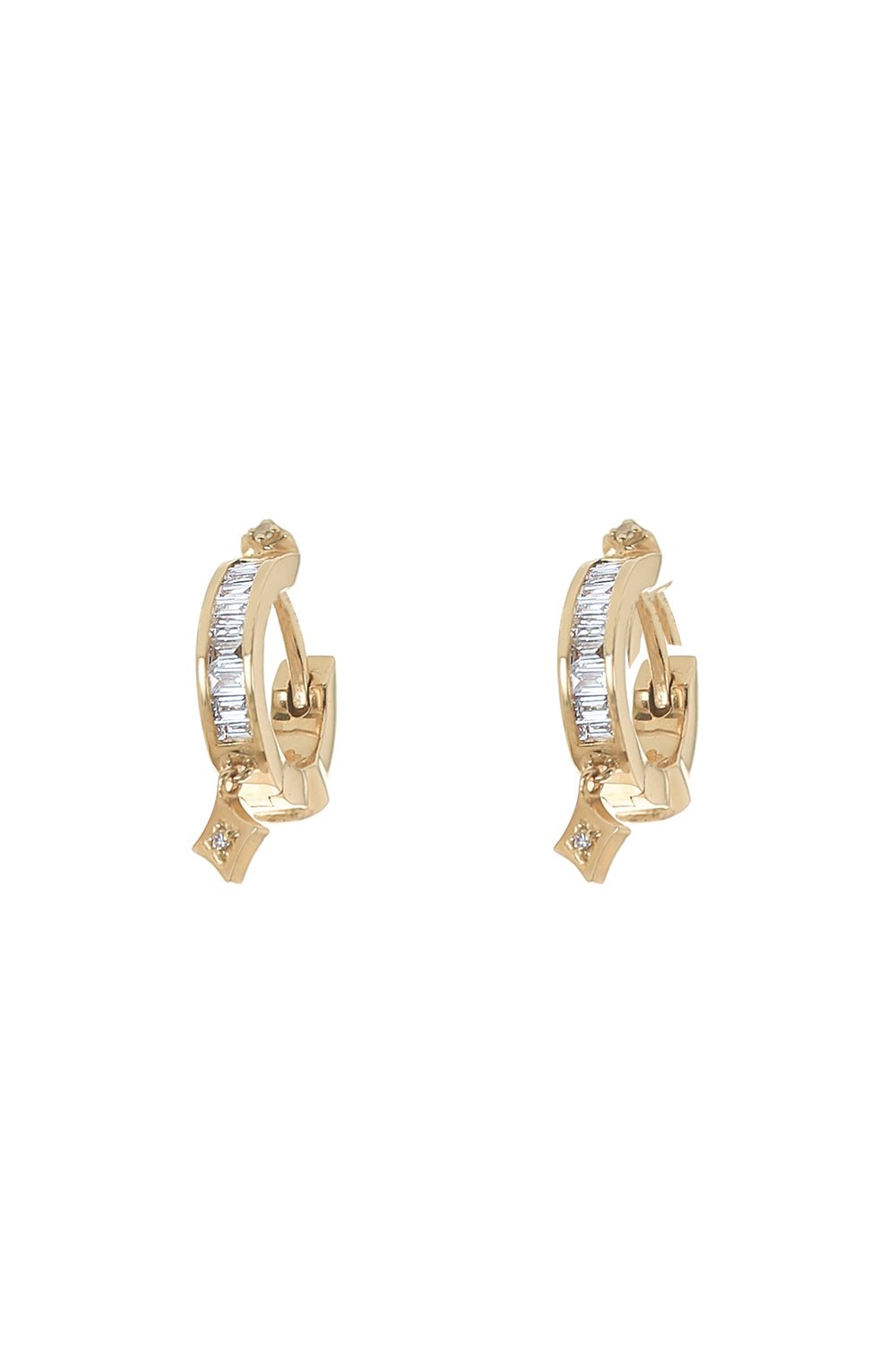 LOREE RODKIN-Tiny Gothic Point Baguette Earrings-YELLOW GOLD