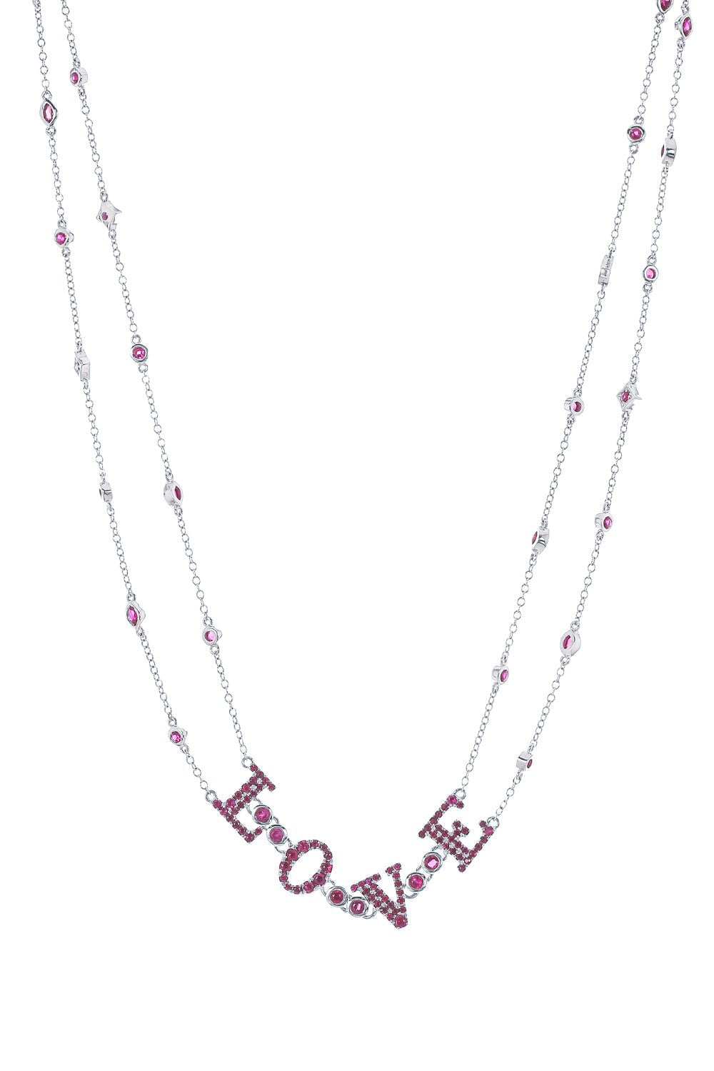 LOREE RODKIN-Ruby Diamond Love Necklace-WHITE GOLD