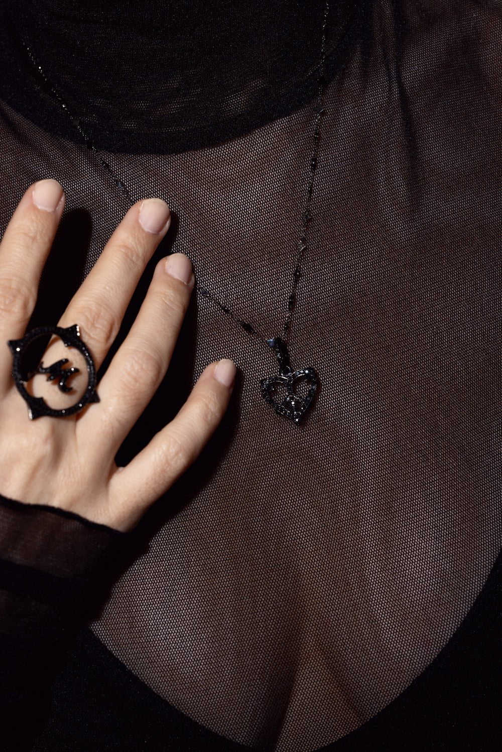 LOREE RODKIN-Tiny Double Chain Line Necklace-WHITE GOLD