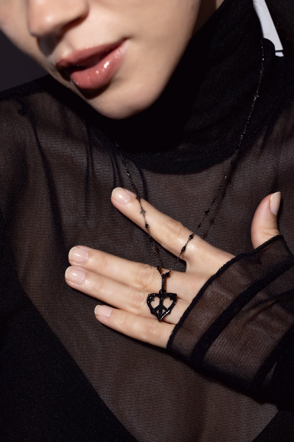 LOREE RODKIN-Tiny Double Chain Line Necklace-WHITE GOLD