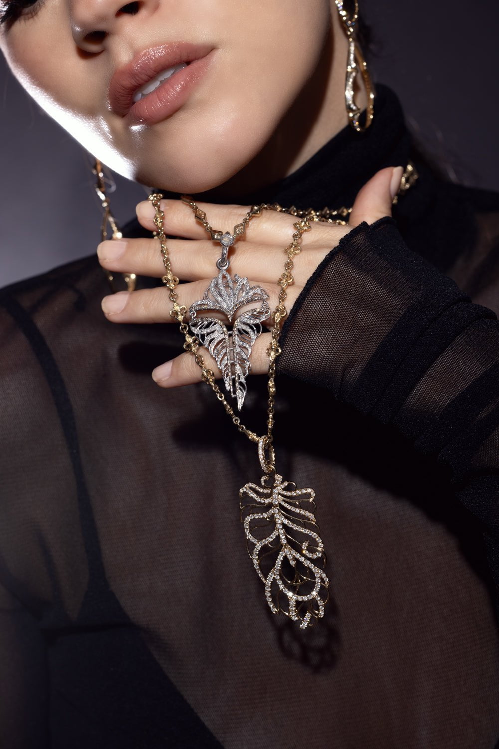 LOREE RODKIN-Tiny Royal Fleur-De-Lis Link Chain Necklace-YELLOW GOLD