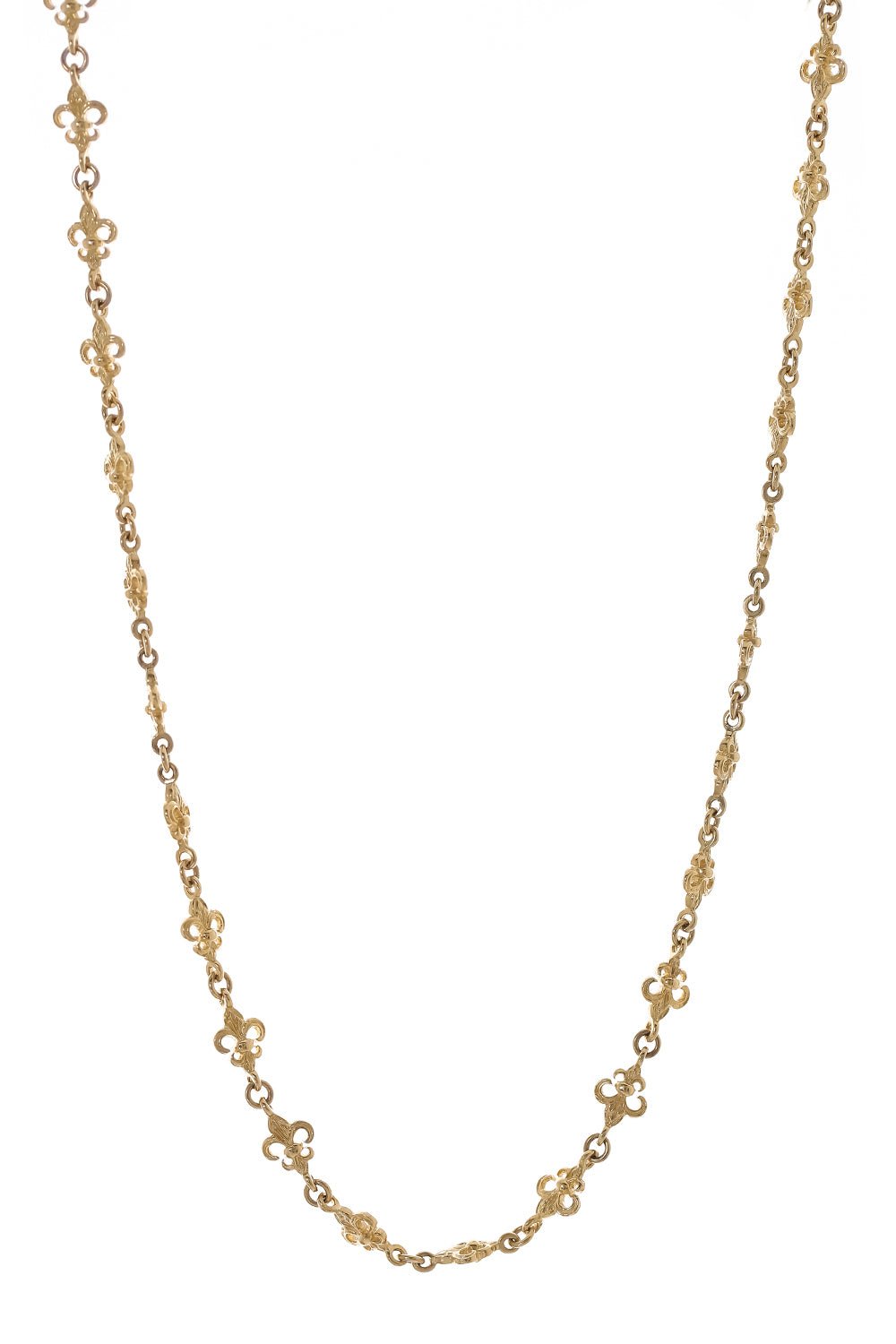 LOREE RODKIN-Tiny Royal Fleur-De-Lis Link Chain Necklace-YELLOW GOLD