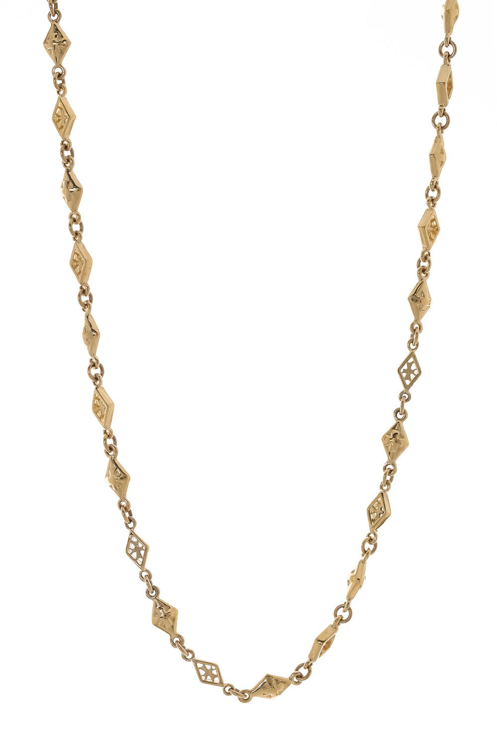 LOREE RODKIN-Mix Shaped Cross Link Chain Necklace-YELLOW GOLD