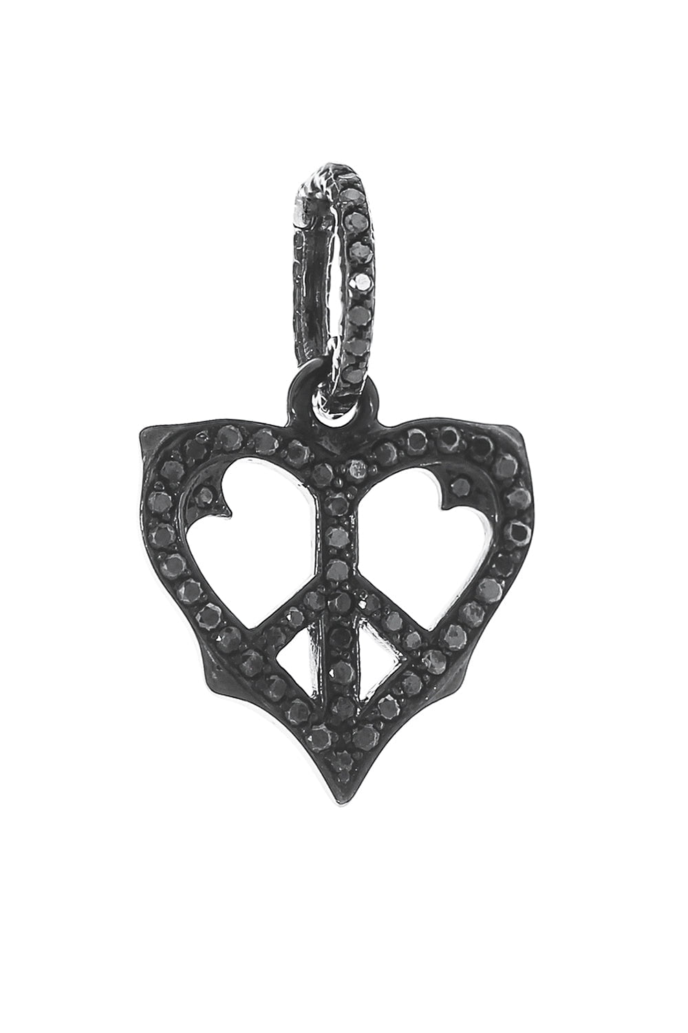 LOREE RODKIN-Small Peace Sign Heart Pendant-WHITE GOLD