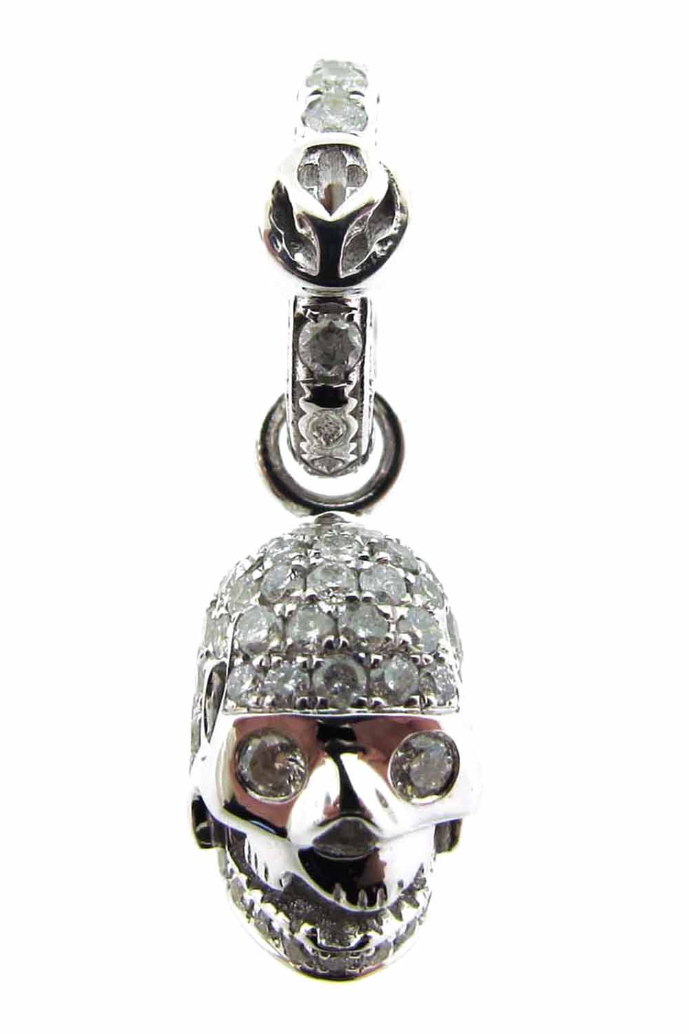 LOREE RODKIN-Small Skull Head Diamond Pendant-WHITE GOLD