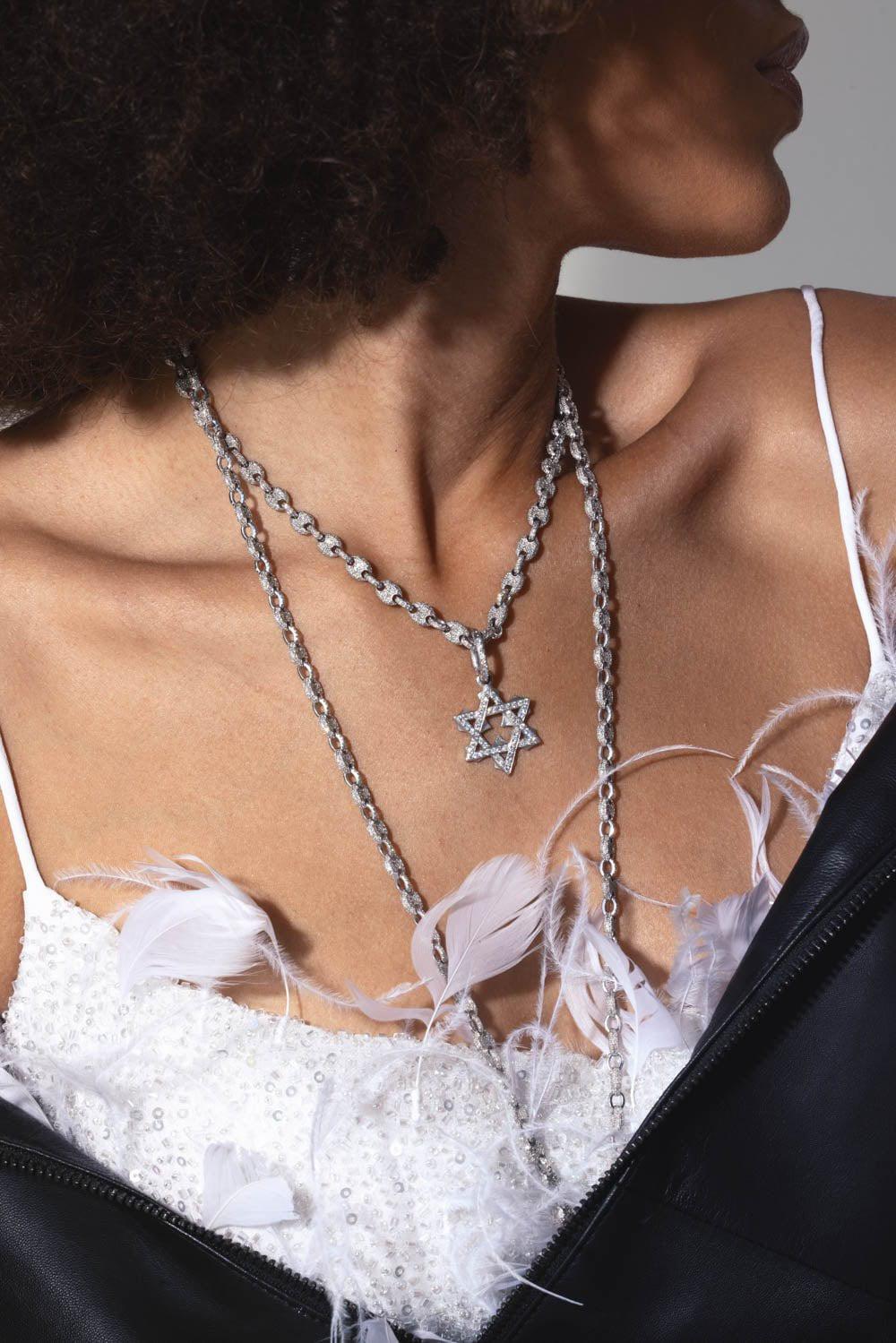 LOREE RODKIN-Small Star Of David Pendant-WHITE GOLD