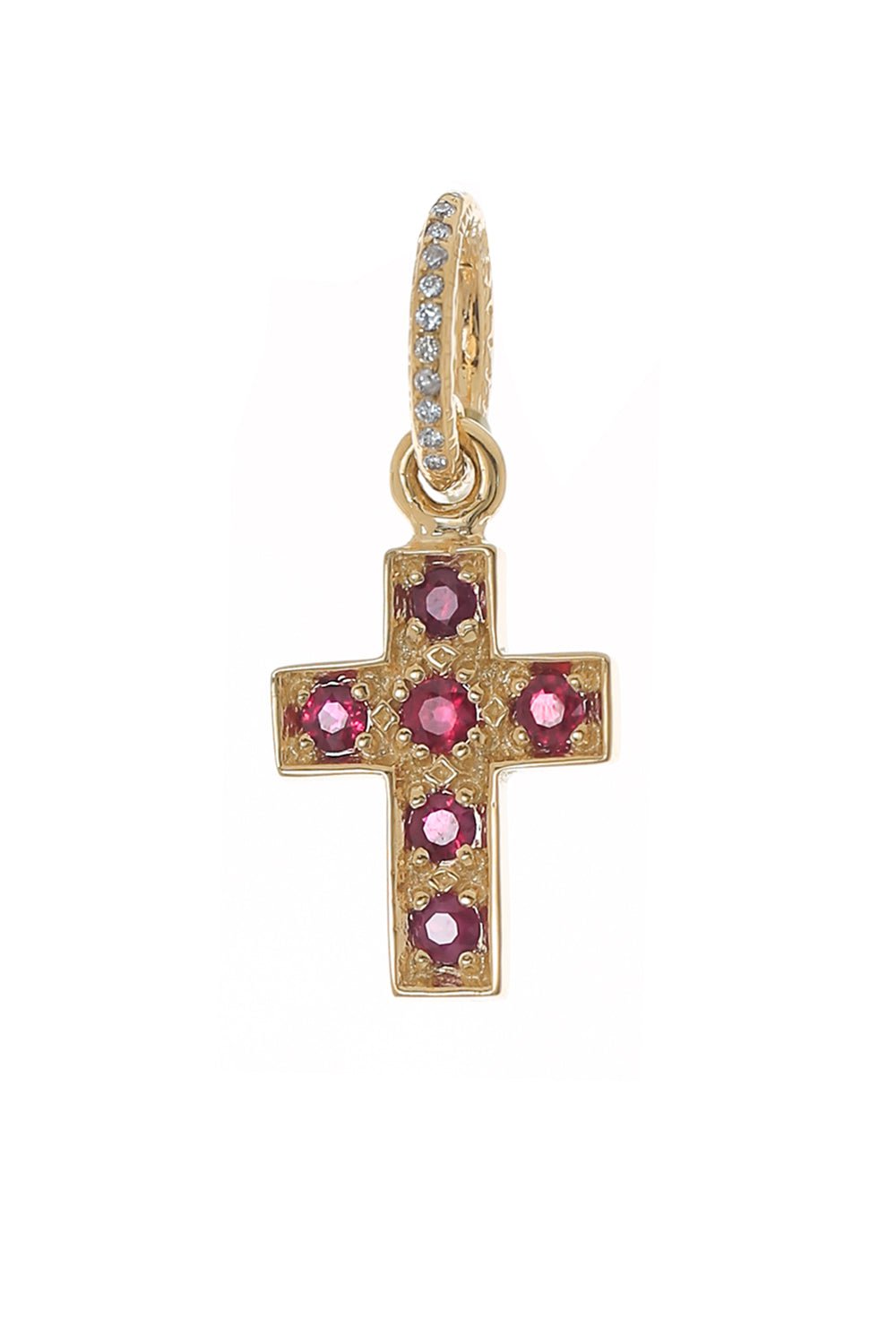 LOREE RODKIN-Large Diamond Ruby Cross Pendant-YELLOW GOLD