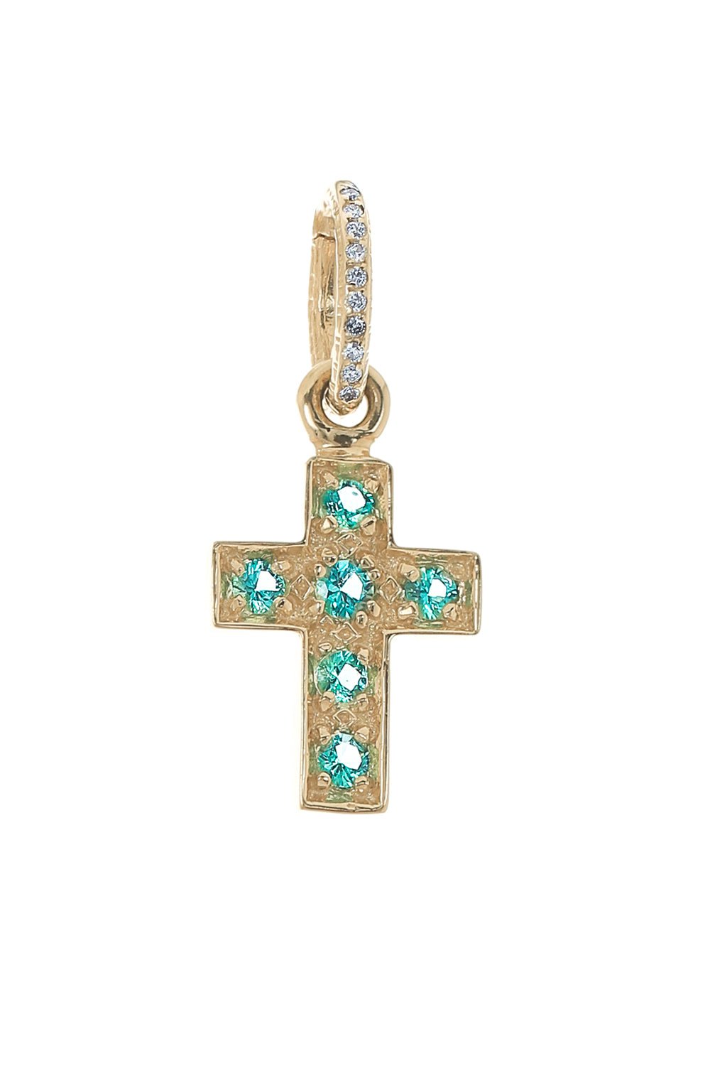 LOREE RODKIN-Large Emerald Cross Pendant-YELLOW GOLD