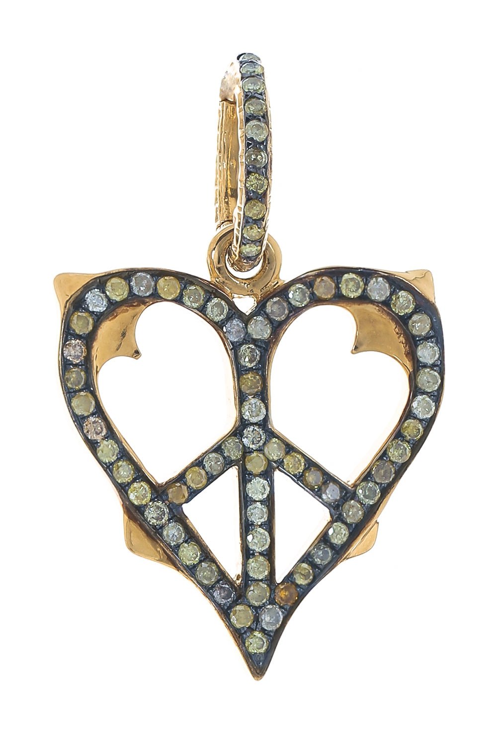 LOREE RODKIN-Medium Peace Heart Pendant-YELLOW GOLD