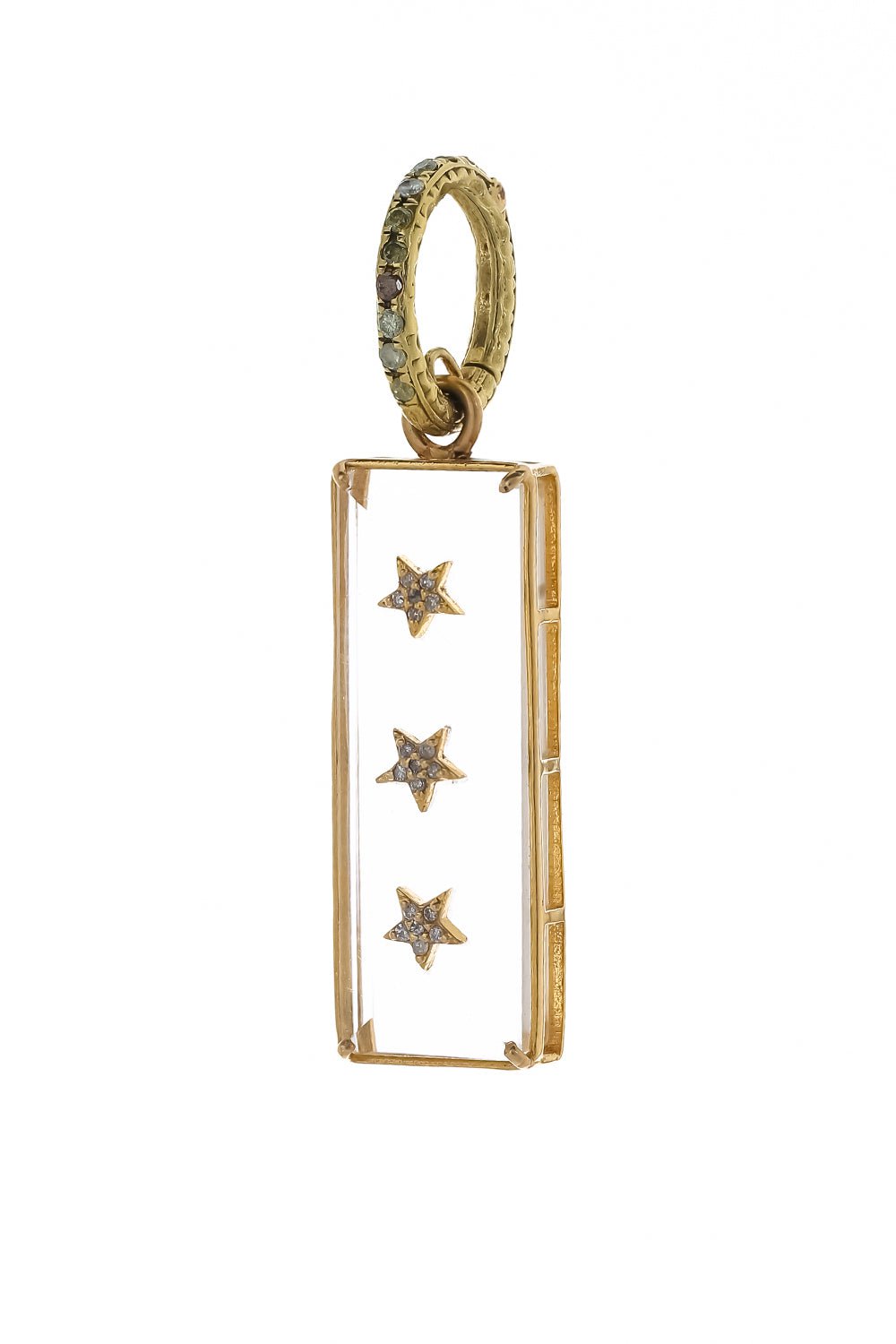 LOREE RODKIN-Rectangular Crystal Stars Pendant-YELLOW GOLD