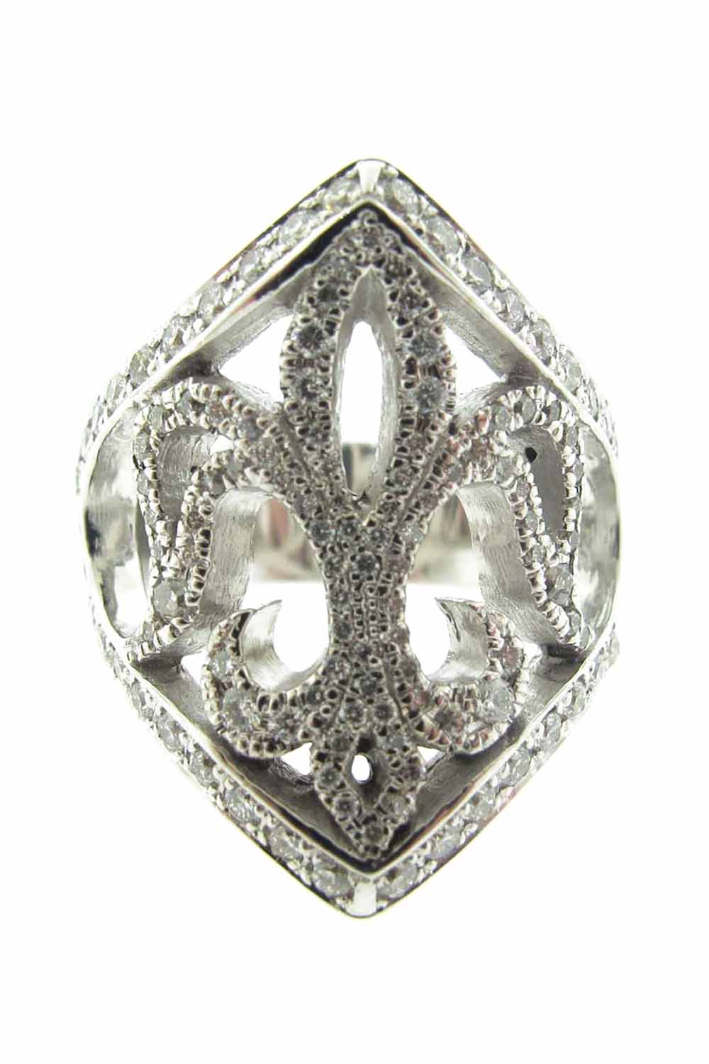 LOREE RODKIN-Small Fluer De Lis Rng-WHITE GOLD