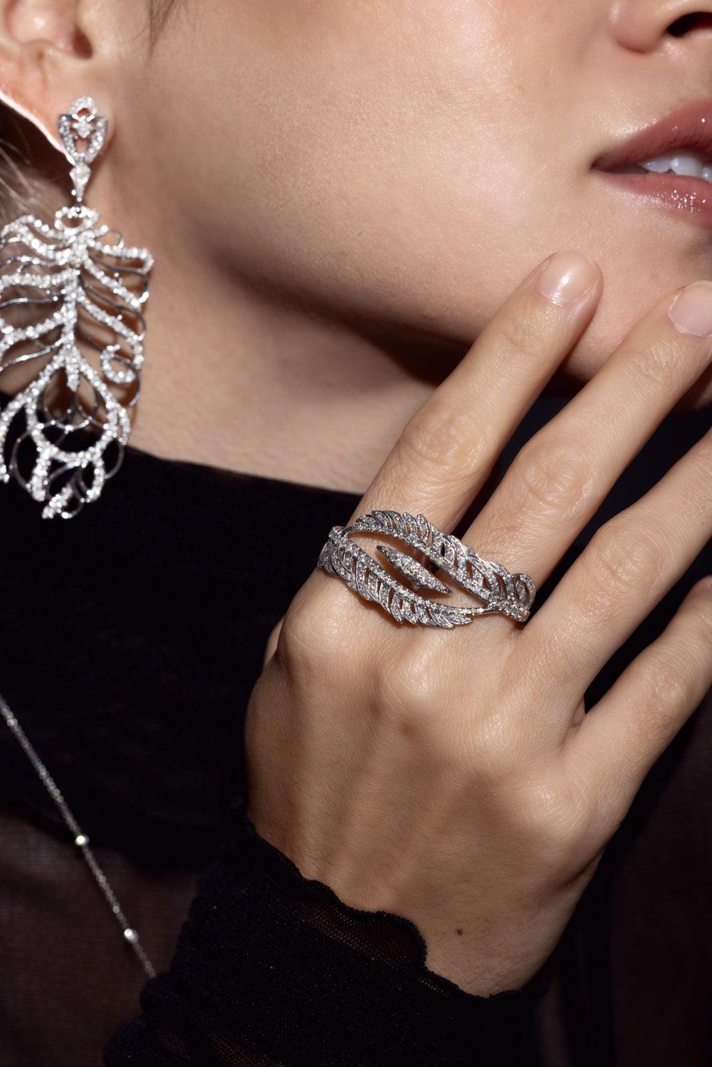 LOREE RODKIN-Phoenix Knuckle Ring-WHITE GOLD