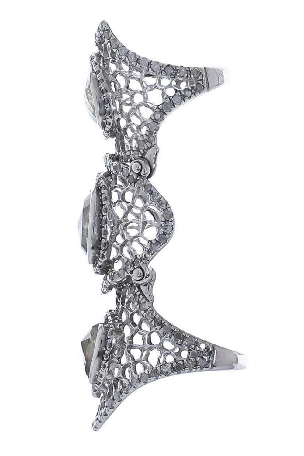 LOREE RODKIN-Medium Spiderweb Ring-WHITE GOLD