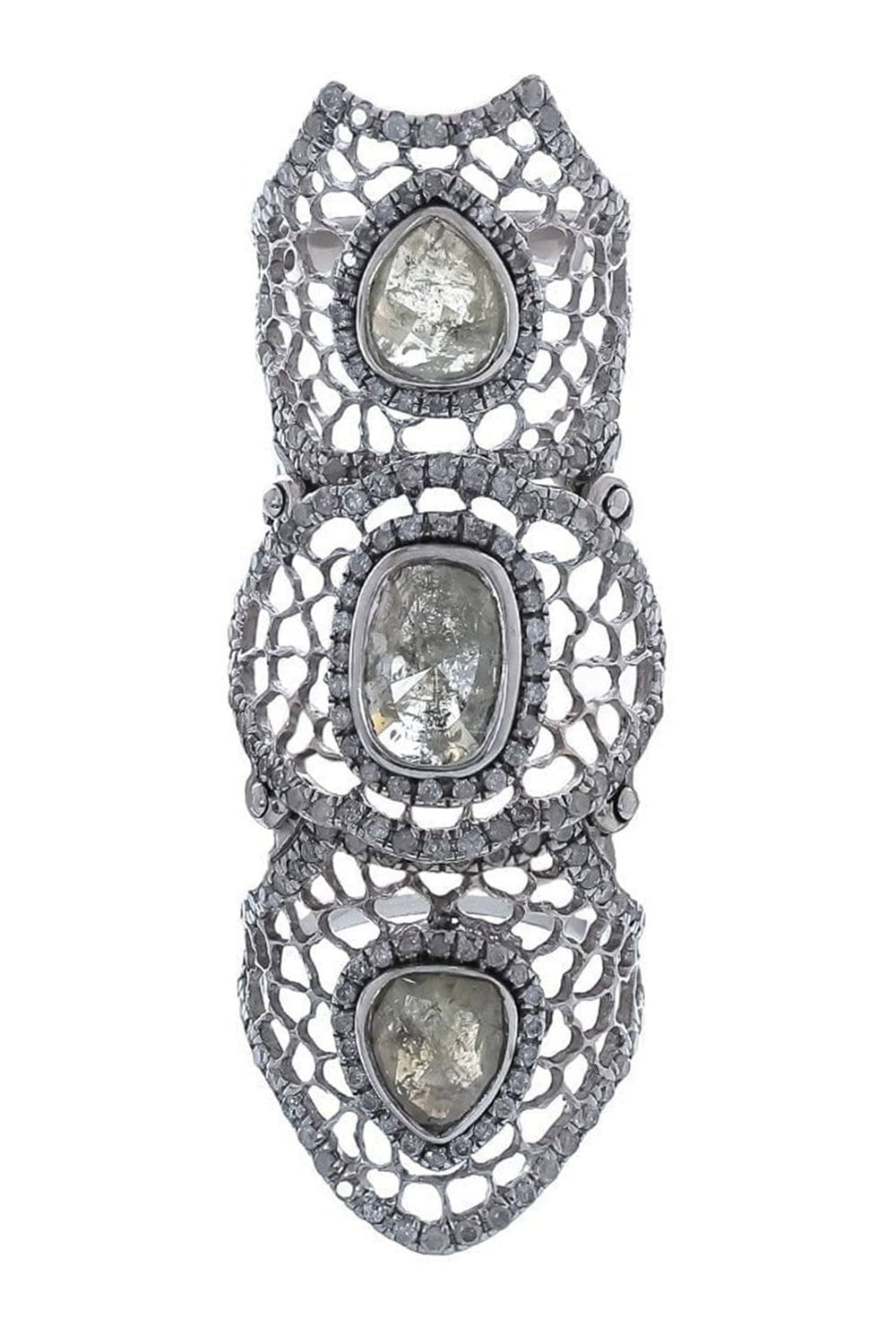 LOREE RODKIN-Medium Spiderweb Ring-WHITE GOLD