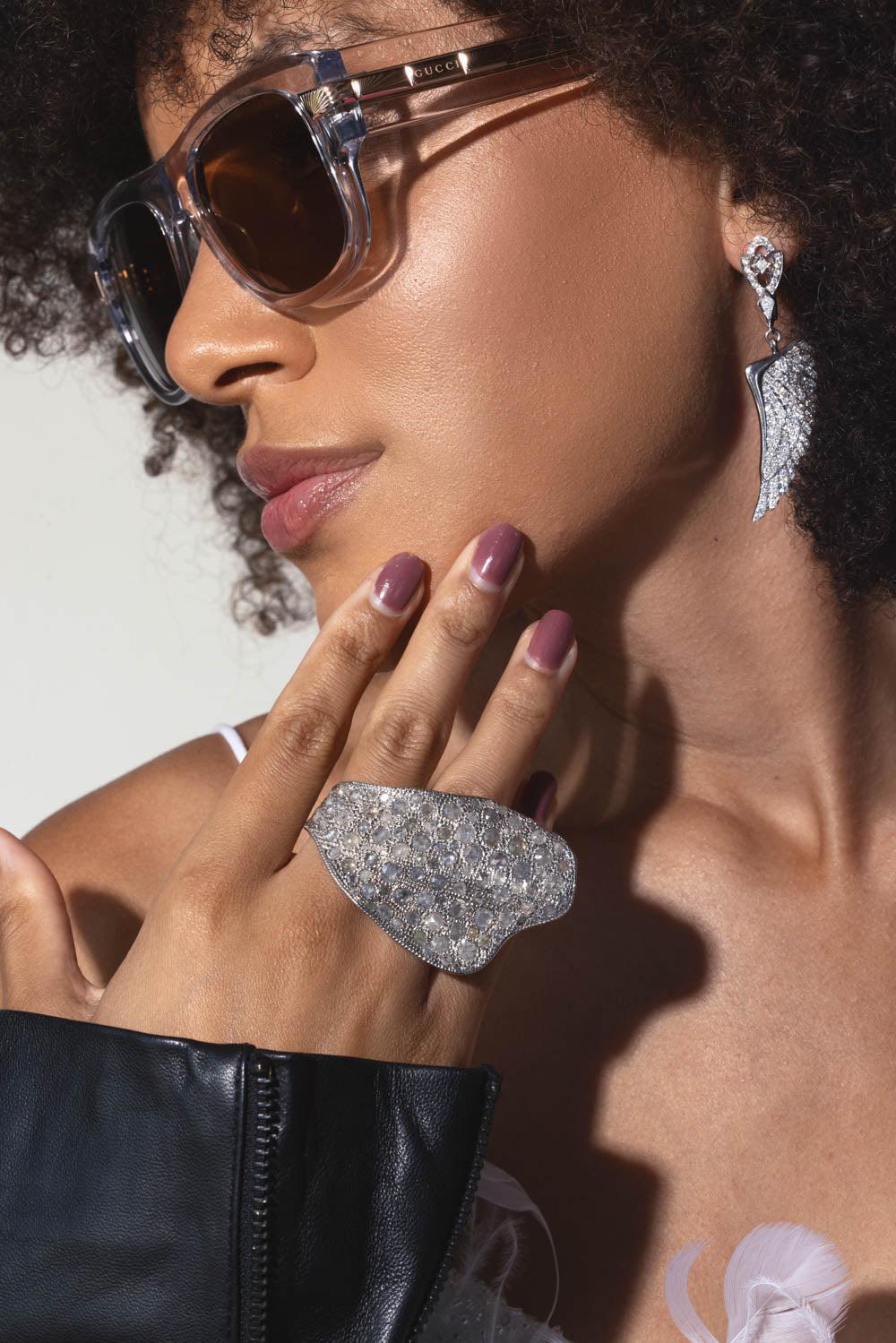LOREE RODKIN-Qatar Gray Diamond Ring-WHITE GOLD