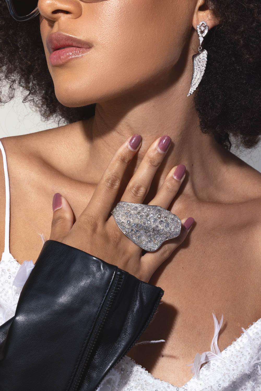 LOREE RODKIN-Qatar Gray Diamond Ring-WHITE GOLD
