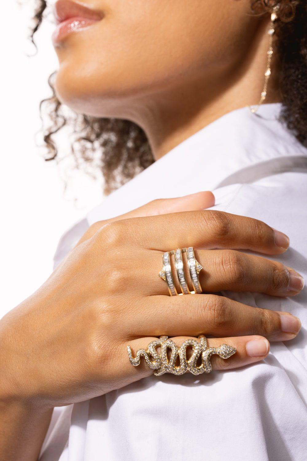 LOREE RODKIN-Baby Bondage Snake Ring-YELLOW GOLD