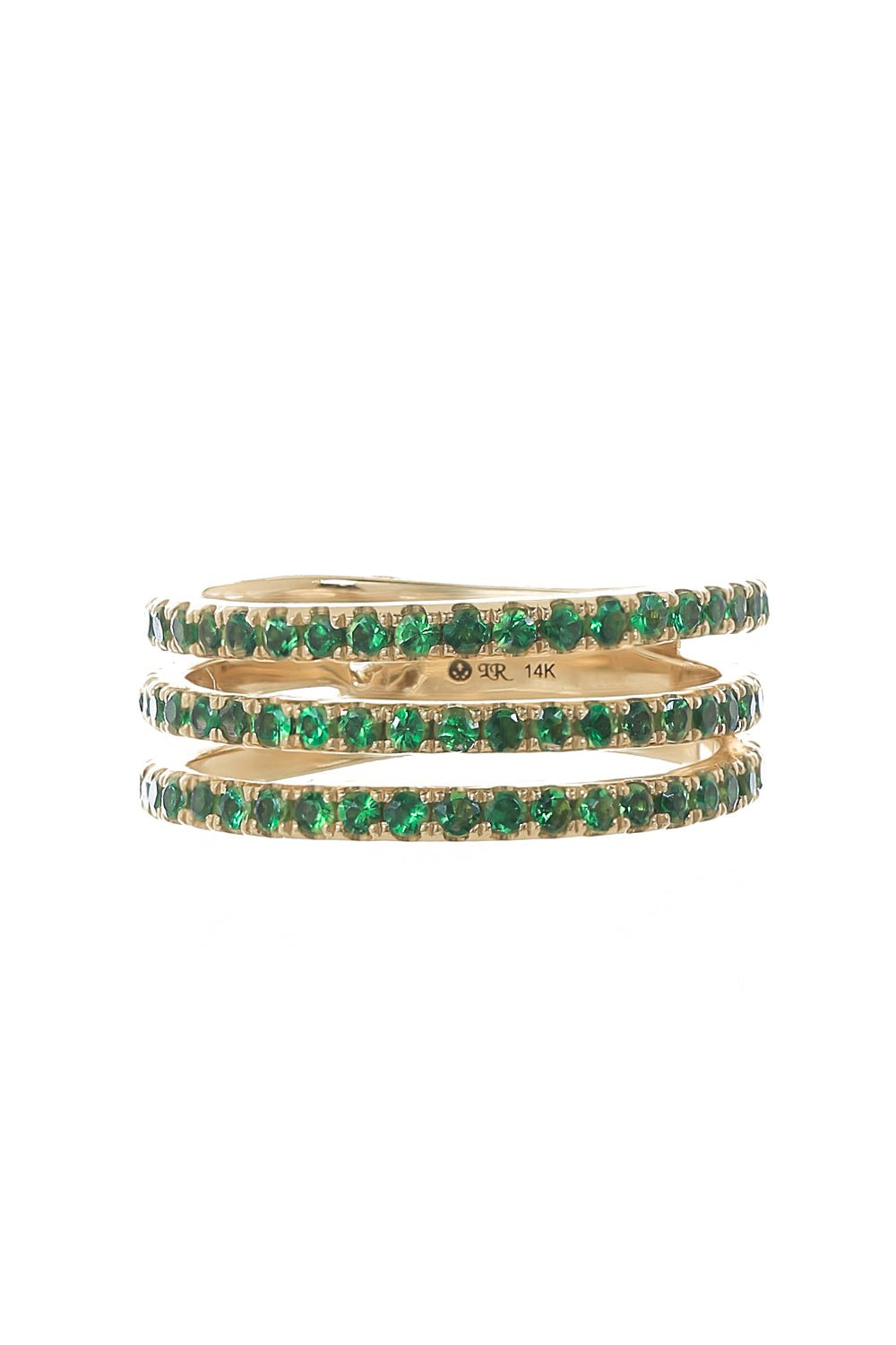 LOREE RODKIN-Triple Tsavorite Band Ring-YELLOW GOLD