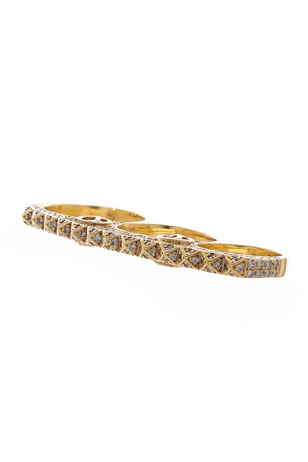 LOREE RODKIN-Triple Pyramid Thin Knuckle Ring-YELLOW GOLD
