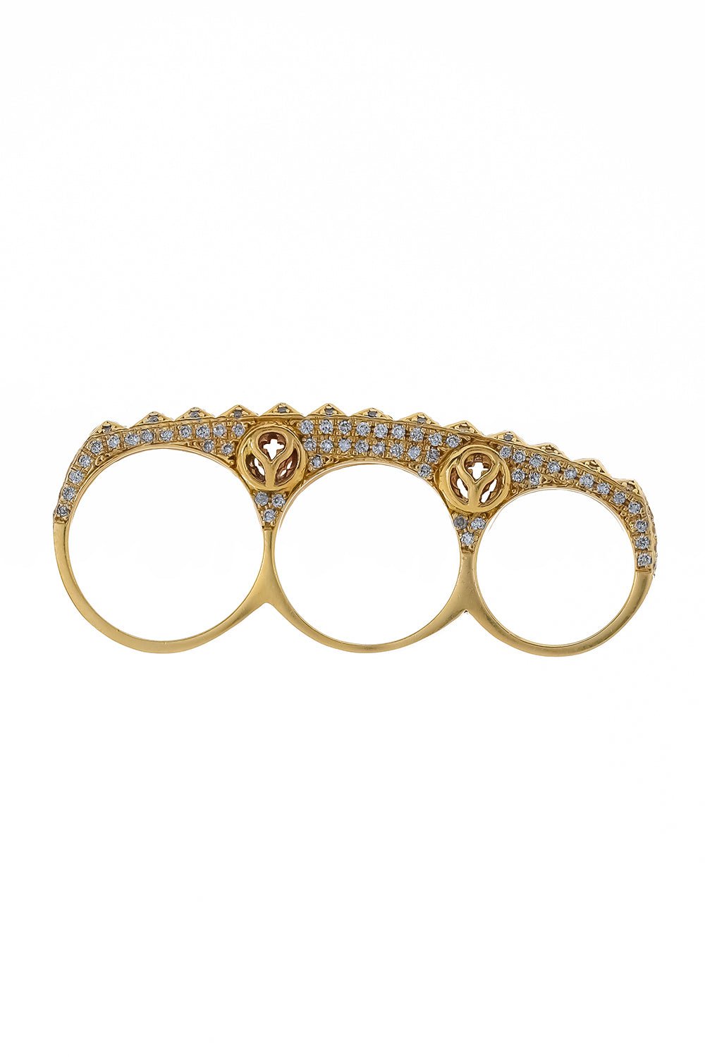 LOREE RODKIN-Triple Pyramid Thin Knuckle Ring-YELLOW GOLD