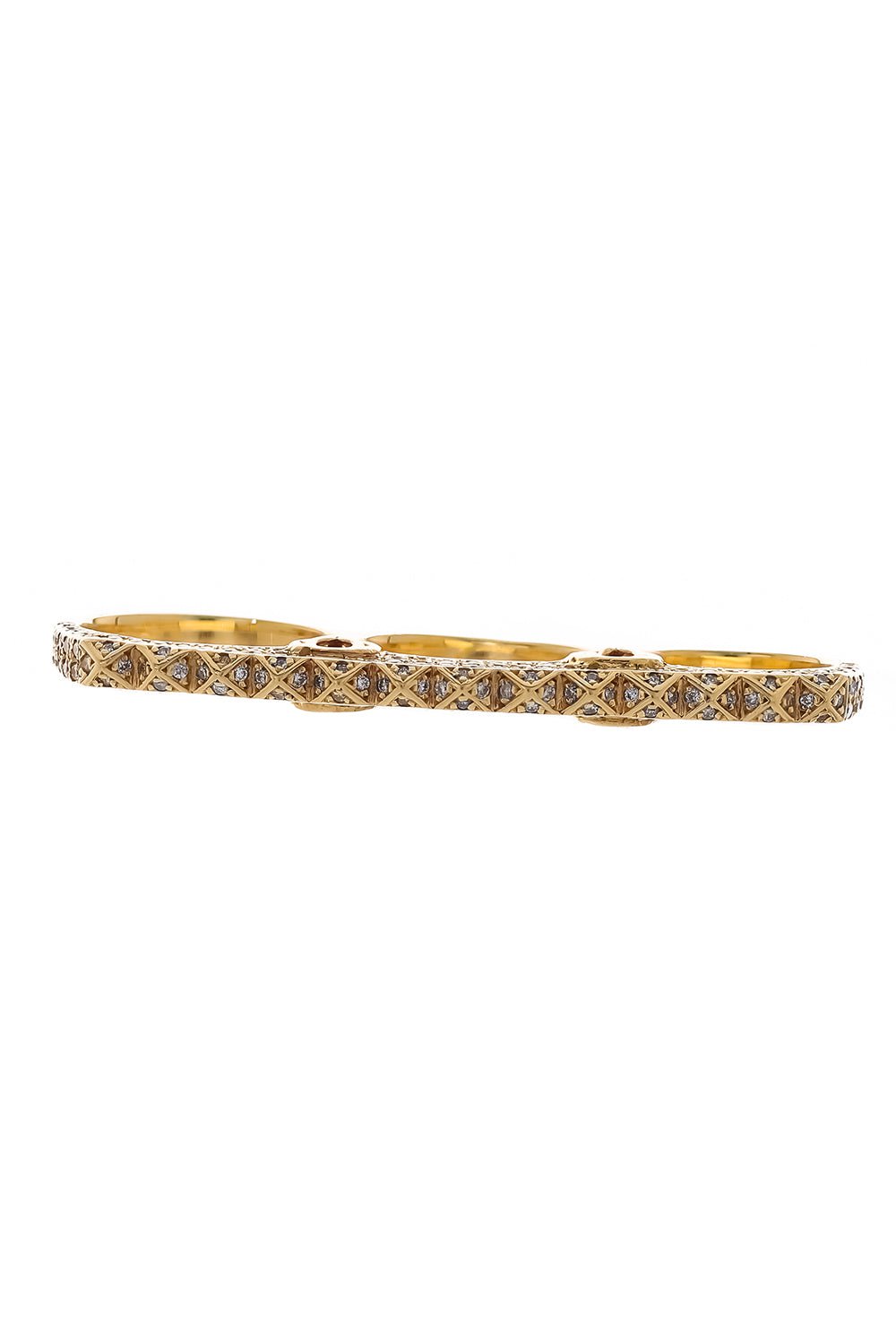 LOREE RODKIN-Triple Pyramid Thin Knuckle Ring-YELLOW GOLD