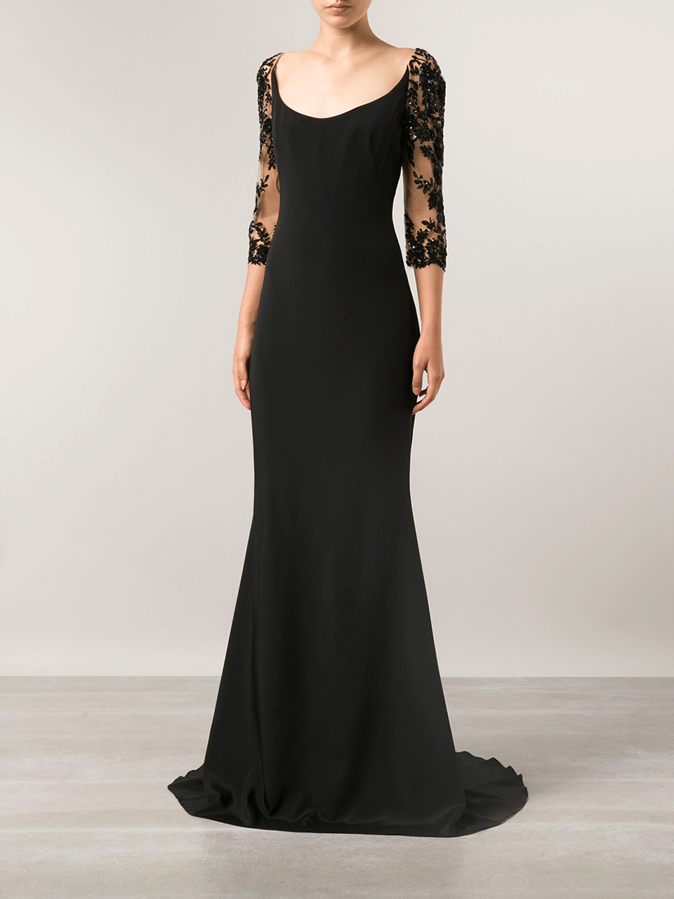 LORENA SARBU-Illusion Arms Embroidered Gown-