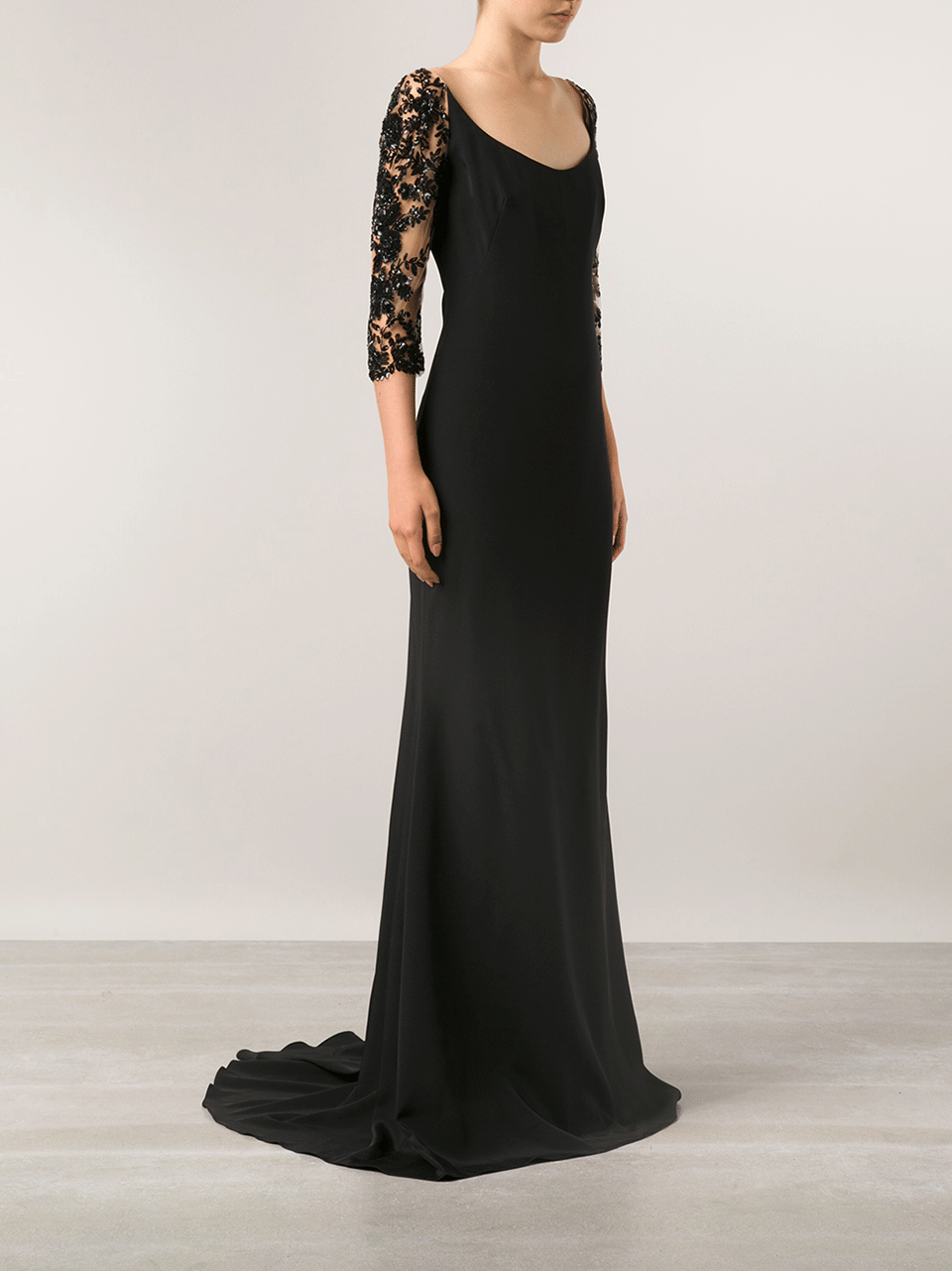 LORENA SARBU-Illusion Arms Embroidered Gown-