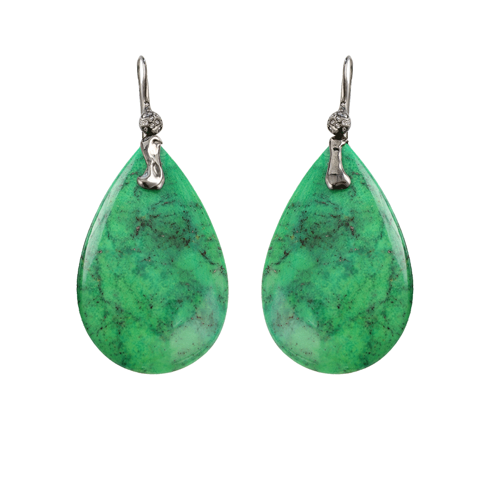 LUCIFER VIR HONESTUS-Green Turquoise Drop Earrings-BLK GOLD