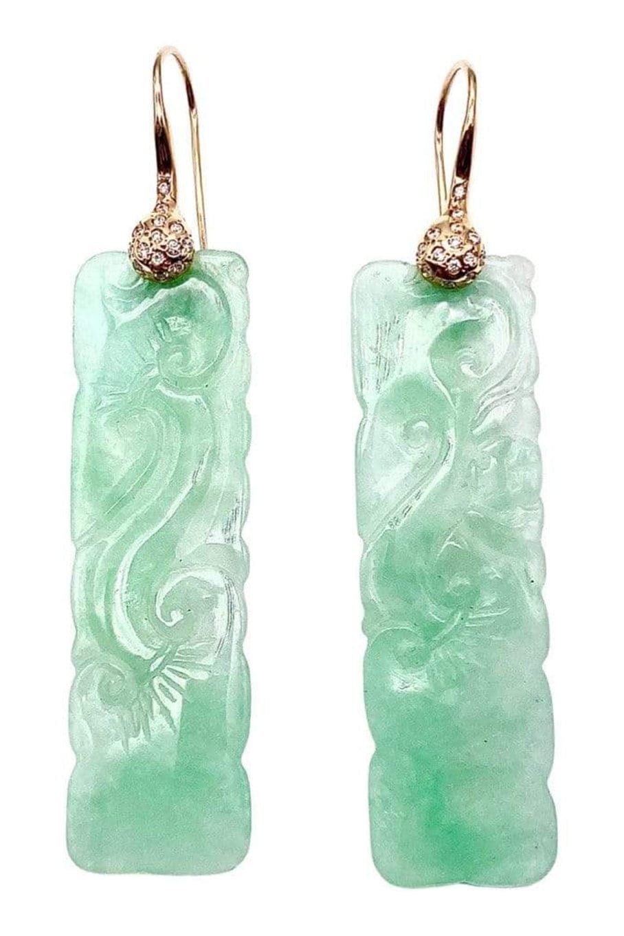 LUCIFER VIR HONESTUS-Jade and Diamond Earrings-ROSE GOLD