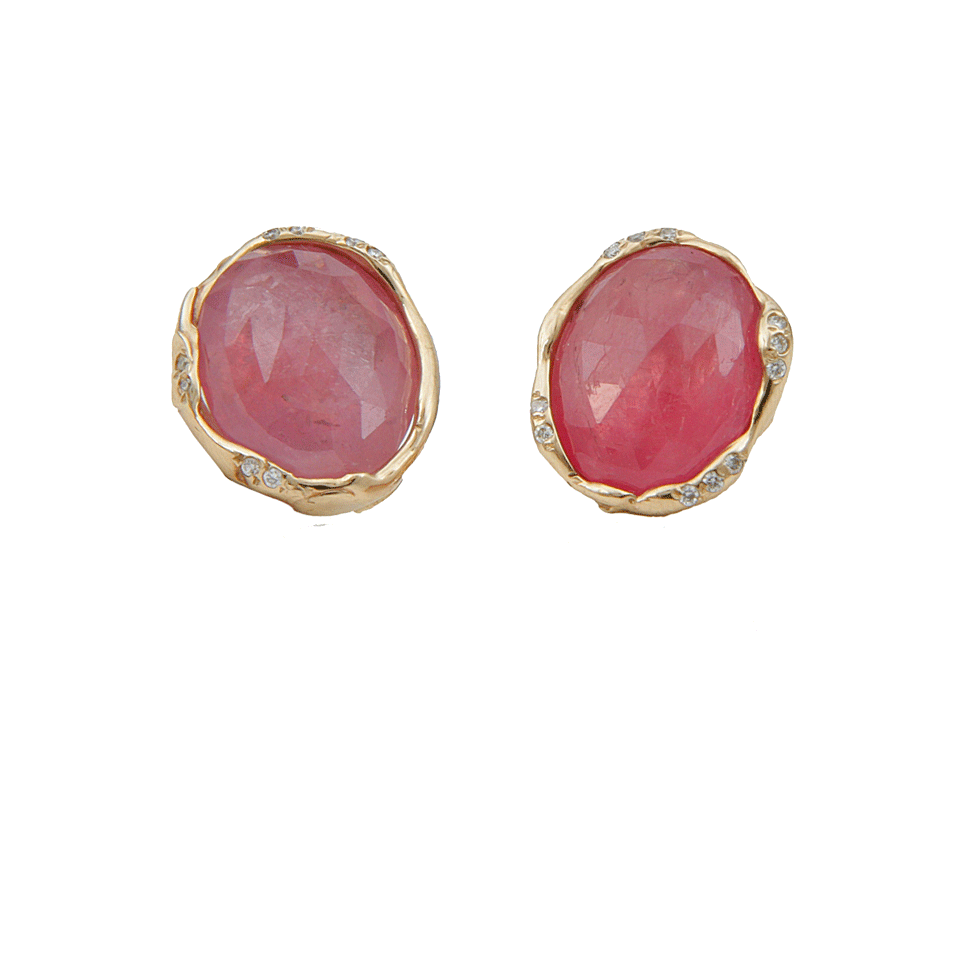 LUCIFER VIR HONESTUS-Rose Sapphire and Diamond Earrings-WHT GOLD