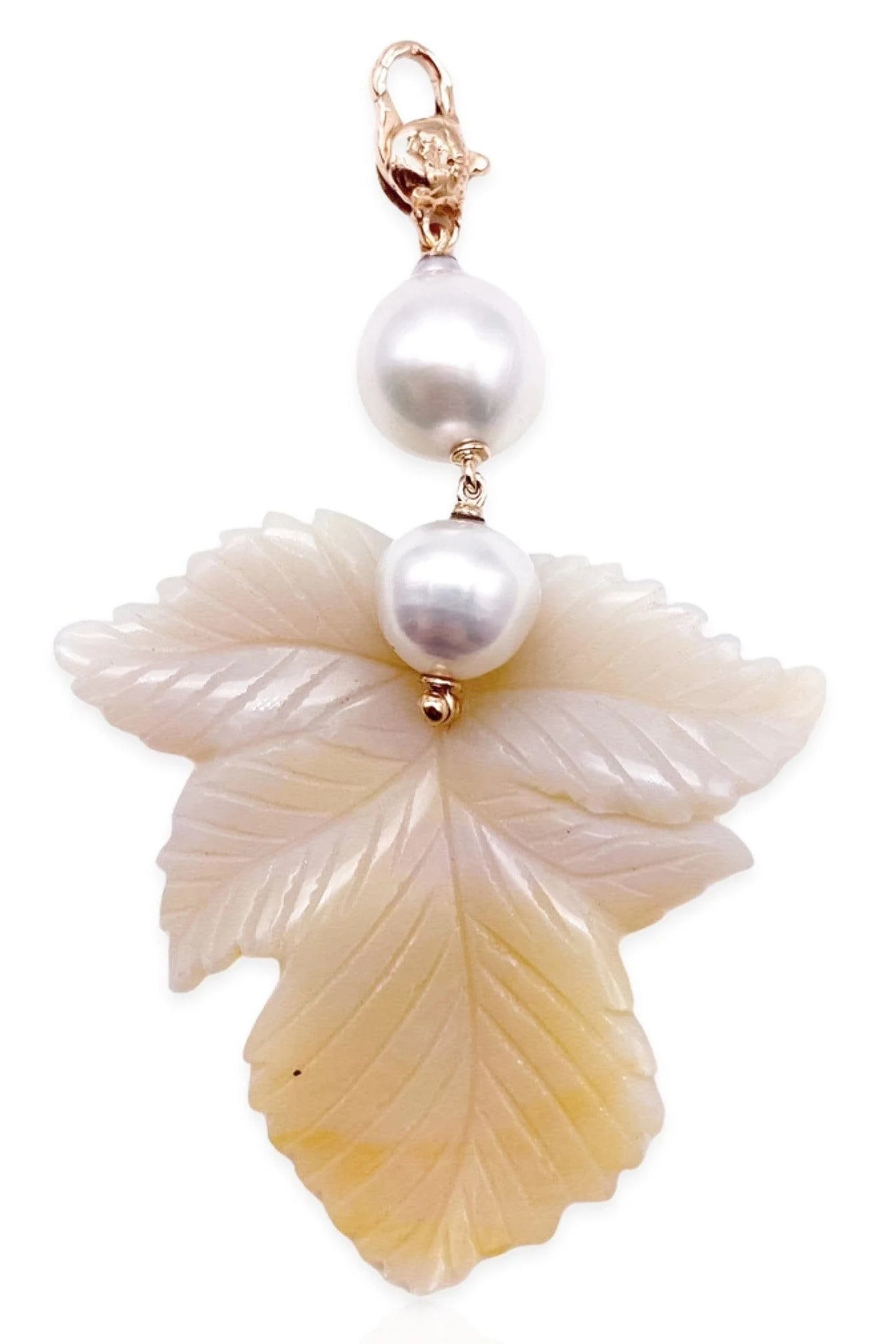 LUCIFER VIR HONESTUS-Carved Leaf Opal Pendant-ROSE GOLD