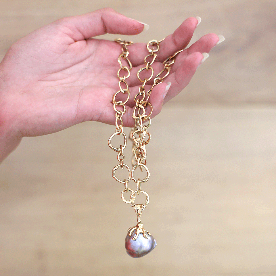 LUCIFER VIR HONESTUS-Freshwater Pearl Pendant-ROSE GOLD