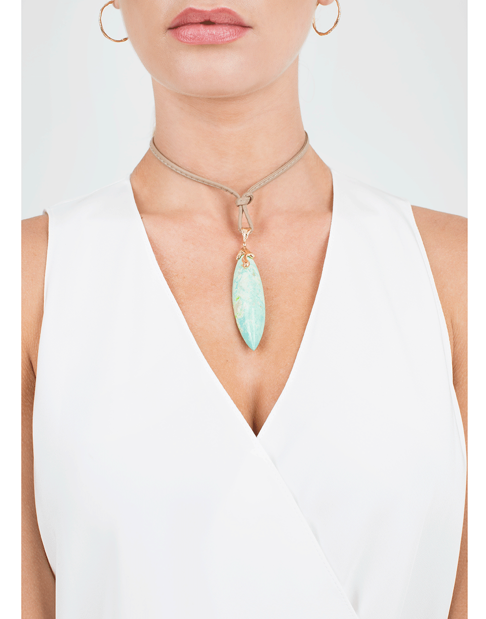LUCIFER VIR HONESTUS-Green Turquoise Pendant-ROSE GOLD