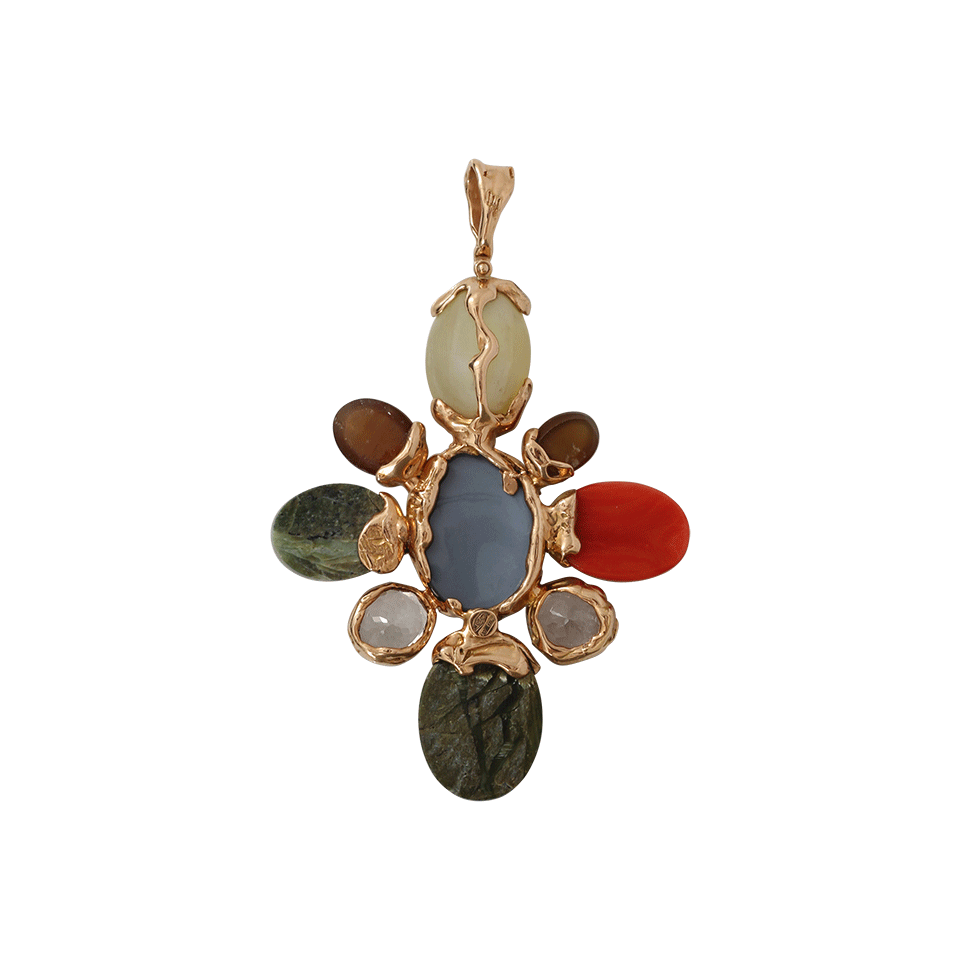 LUCIFER VIR HONESTUS-Mixed Gem Cross-ROSE GOLD