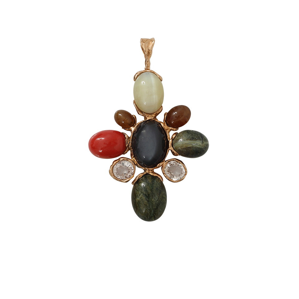 LUCIFER VIR HONESTUS-Mixed Gem Cross-ROSE GOLD