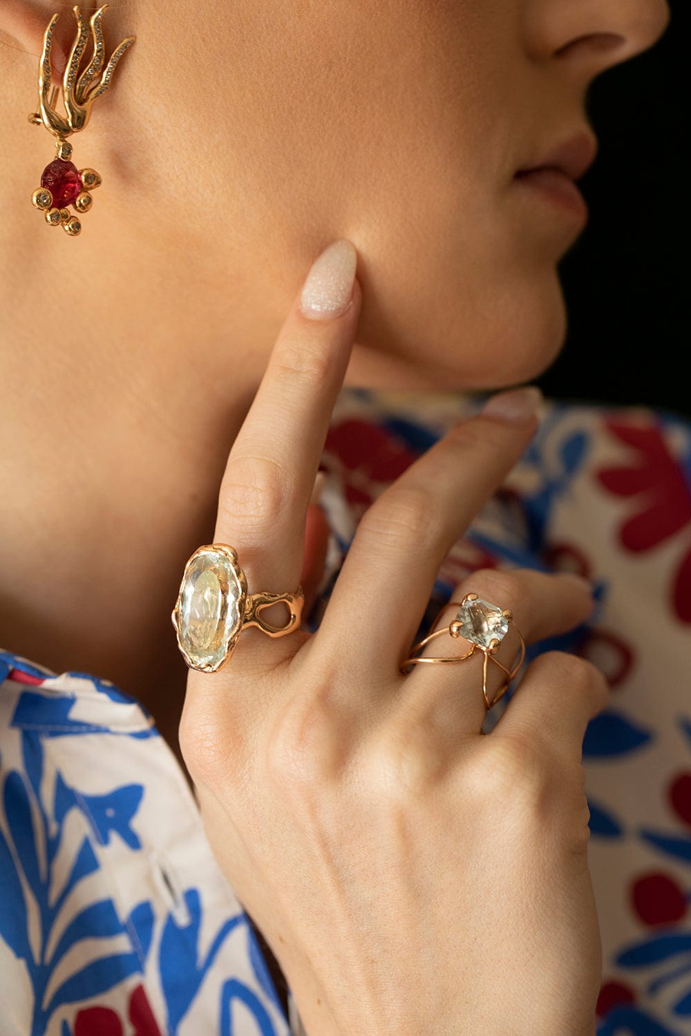 LUCIFER VIR HONESTUS-Topaz Wrap Ring-ROSE GOLD