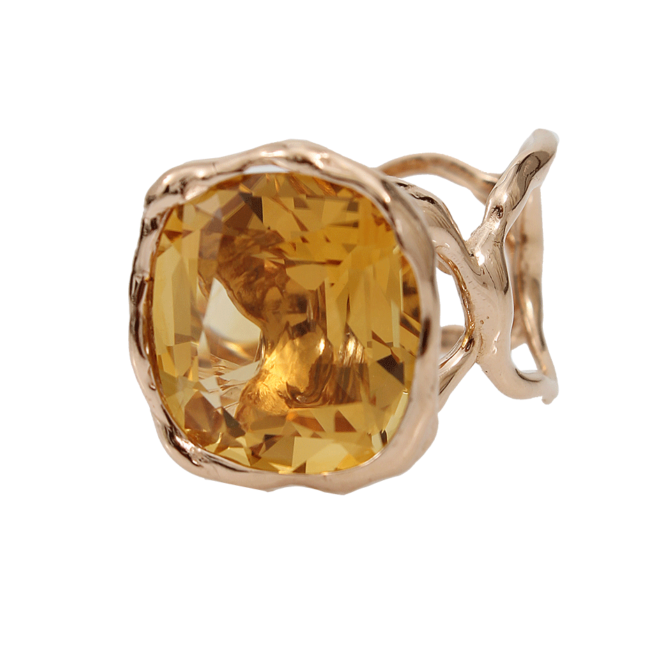 LUCIFER VIR HONESTUS-Organic Ring With Antique Cut Citrine-ROSE GOLD