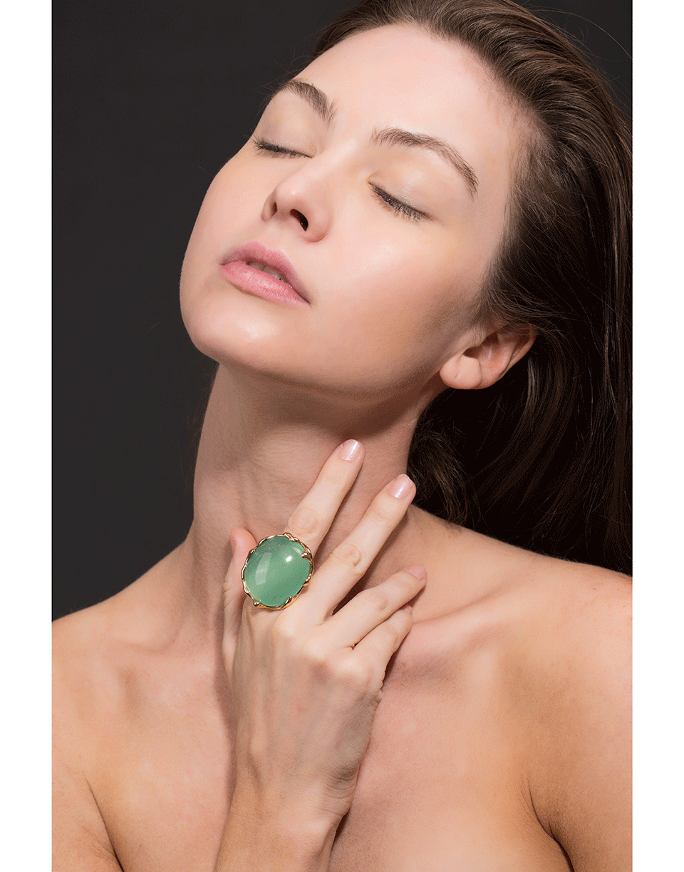 LUCIFER VIR HONESTUS-Prehnite Chicco Ring-ROSE GOLD