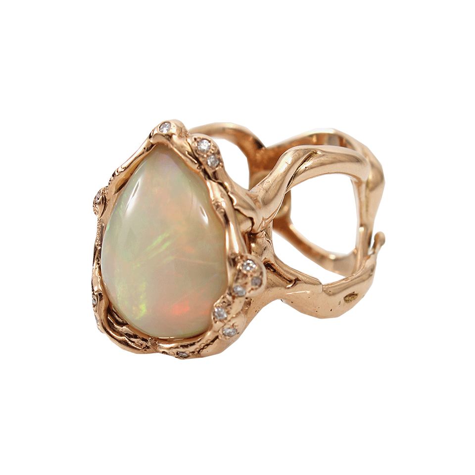 LUCIFER VIR HONESTUS-Opal And Diamond Organic Ring-ROSE GOLD