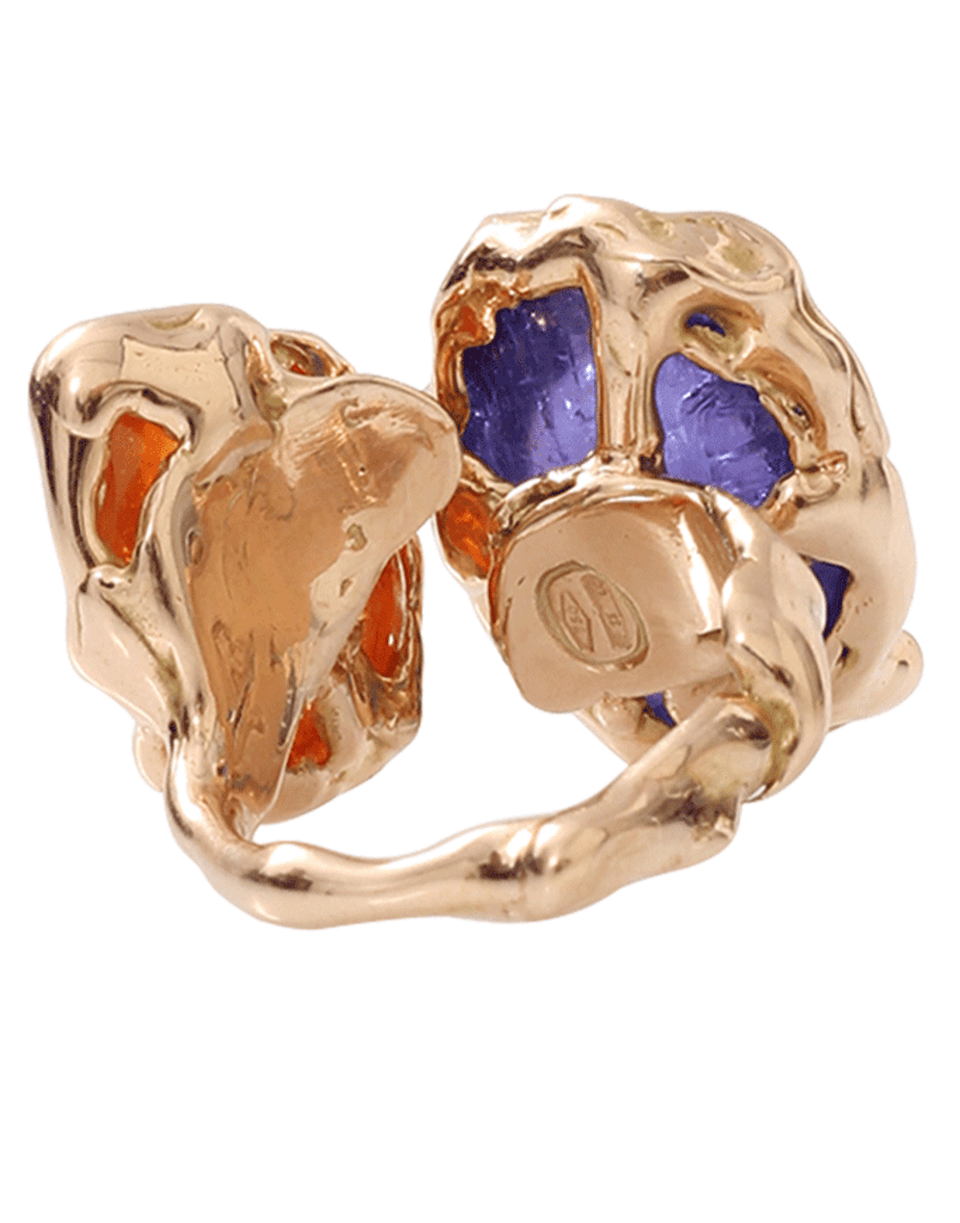 LUCIFER VIR HONESTUS-Tanzanite And Mandarin Garnet Contrarie Ring-ROSE GOLD